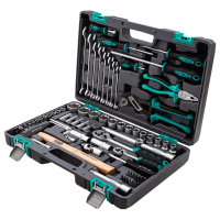 Набор инструментов, 1/2, 1/4, CrV, пластиковый кейс 76 предметов STELS 14104
