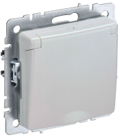 BRITE Розетка с заземлением с защитными шторками и крышкой 16А IP20 РСбш10-3-БрЖ жемчуг IEK BR-R16-16-K36