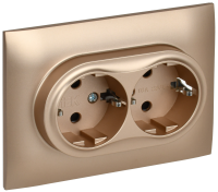 SKANDY Розетка 2-местная с заземлением с защитными шторками 16А в сборе SK-R07Sa песочный IEK SK-R24-16-K98-F
