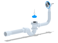 Сифон для ванны АНИ 1 1/2' с выпуском и переливом с гибкой трубой 40х50 АНИ пласт E155