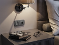 Комплект механизма 2-клавишного перекрестного выключателя Ambrella Volt 10A-250V OMEGA MO653030 Антрацит серый QUANT (OP6530, VM125)