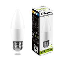 Лампа светодиодная LED 11вт Е27 белый матовая свеча FERON LB-770 25944