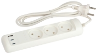 Удлинитель Эра U-3-1.5m-USB-W 3 розетки + 3xUSB A+C 1.5м 10А белый