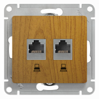 Розетка Glossa двойная компьютерная RJ45 + RJ45 кат.5E механизм дуб Systeme Electric GSL000585KK