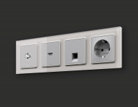 Комплект механизма TV розетки SAT 5-2400MHz 3.5dB Alfa Серебро глянец Quant Ambrella Volt MA413050 (AP4130, VM215)