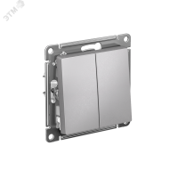 Переключатель двухклавишный ATLASDESIGN схема 6 10АХ механизм алюминий Systeme Electric ATN000365