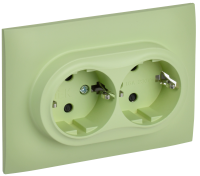 SKANDY Розетка 2-местная с заземлением с защитными шторками 16А в сборе SK-R07G мятный IEK SK-R24-16-K06-F