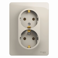 Розетка 2-ая с/з (в сборе) Systeme Electric Glossa Молочный GSL000924