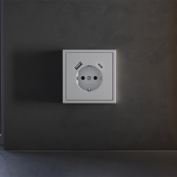 Накладка для розетки с заземлением и защитными шторками, с USB A+C Voltum S70 (серый) VLS001016