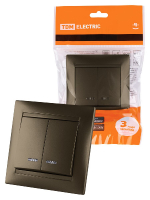 Выключатель двухклавишный с подсветкой Лама TDM Electric SQ1815-0705