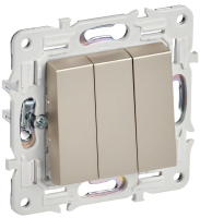 SKANDY Выключатель 3-клавишный 10А SK-V11Sh шампань IEK SK-V30-0-10-K37