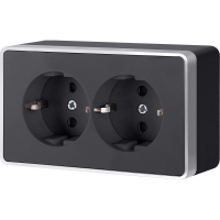 Розетка двойная с заземлением Werkel Gallant (черный с серебром) W5072134 4690389164699 a051152