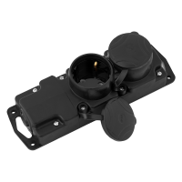 Беларусь Розетка двойная переносная каучук с защитными крышками 2P+E 1х16А IP44 БелТИЗ Р16-415 каучук Розетка Р16-415