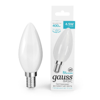 Светодиодная филаментная лампа Gauss Basic Filament E14 4.5W 4100K 1035125