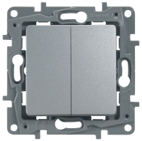 ETIKA Переключатель двухклавишный алюминий автоматические зажимы 10AX Legrand/Daccord 672412