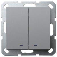 Выключатель двухклавишный Jasmart со светодиодом в комплекте с накладкой 10A 250V цвет алюминий G3023NS
