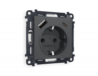 Комплект механизма розетки 2USB A+C 20W (быстрая зарядка) с/з Ambrella Volt Alfa MA910010