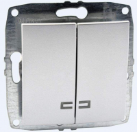 Выключатель двухклавишный с подсветкой Mono Electric Despina-Larissa 10А 250В серебро 500-002125-103