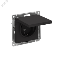 Розетка ATLASDESIGN с заземлением со шторками с крышкой 16А IP20 механизм карбон Systeme Electric ATN001046