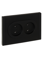 FORTE&PIANO Розетка 2-местная без заземления без защитных шторок безвинтовое крепление 10А FP126 черный IEK FP-R20-10-1-K02