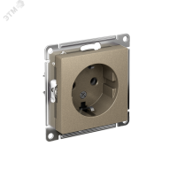 Розетка ATLASDESIGN с заземлением 16А механизм шампань Systeme Electric ATN000543