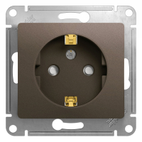 GLOSSA Розетка с заземлением со шторками шоколад в рамку Systeme Electric GSL000845