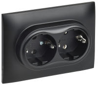 SKANDY Розетка 2-местная с заземлением без защитных шторок 16А в сборе SK-R08Bl черный IEK SK-R21-16-K02-F