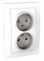 Розетка двойная Schneider Electric Unica б/з со шторками 10A 250V MGU23.063.18D