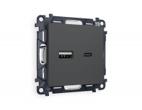 Комплект механизма розетки 2USB A+C 20W (быстрая зарядка) Ambrella Volt Alfa MA911010