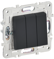 SKANDY Выключатель 3-клавишный 10А SK-V11G графит IEK SK-V30-0-10-K53