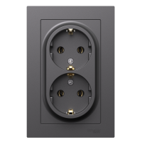 ATLASDESIGN РОЗЕТКА двойная с заземлением, 16А, в сборе, БАЗАЛЬТ Systeme Electric ATN001424