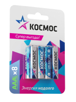Батарейка  LR03 (АAA) 1.5V Alkaline 8BL, КОСМОС Космос KOCLR03BL8