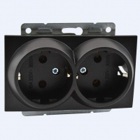 Розетка с заземлением двойная Mono Electric Despina-Larissa 16А 250В графит 500-002004-120