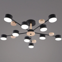 Люстра на штанге Reluce 03758-0.3-10 BK+WOOD GX53