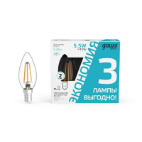 Лампа светодиодная Gauss Basic Filament E14 5.5W 4100K 1031126T