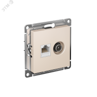 Розетка ATLASDESIGN двойная компьютерная+ТВ RJ45+TV категория 5E механизм бежевый Systeme Electric ATN000289