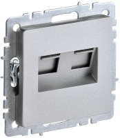 BRITE Розетка двойная RJ11+RJ45 кат.5E РК/Т12-БрА алюминий IEK BR-KT20-O-1-K47