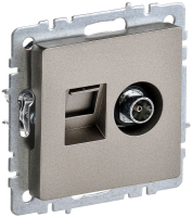 BRITE Розетка двойная TV+RJ45 кат.5E РТВ/РК12-БрШ шампань IEK BR-AK20-1-K37