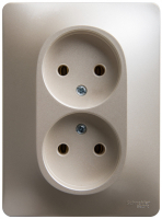 GLOSSA Розетка двойная без заземления перламутр в сборе Systeme Electric GSL000620