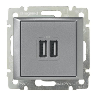 Розетка USB двойная Legrand Valena 240V/5V 2400mA алюминий 770270