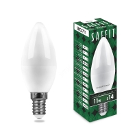 Лампа светодиодная LED 11вт Е14 теплый матовая свеча SAFFIT SBC3711 55131