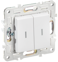 SKANDY Выключатель 2-клавишный проходной с индикацией 10А SK-V10W арктический белый IEK SK-V22-1-10-K01