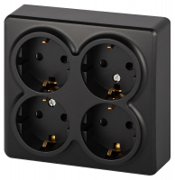 Розетка четырехместная с заземлением со шторками Эра 11-2211-05 Б0063004