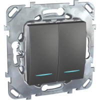 Переключатель двухклавишный с подсветкой Schneider Electric Unica MGU5.0303.12NZD