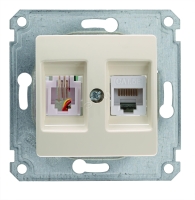 Lillium Механизм розетки CAT5е + TF евро бежевый Makel 30010037