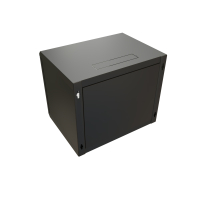 Шкаф настенный 19-дюймовый 19'' 12U 650х600х450мм стеклянная дверь с перфорацией ручка с замком черный RAL 9004 WRline'' WRLine WR-TW-1245-GP-RAL9004 520245