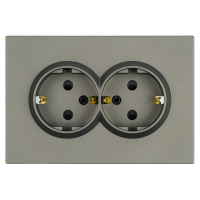 Розетка 2-местная с защитной шторкой Stekker Эмили с/з 250В 16А RST16-5114-09 антрацит soft touch 49934