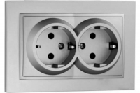 Розетка с заземлением двойная Mono Electric Despina 16А 250В серебро 102-212104-120