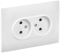 SKANDY Розетка 2-местная без заземления с защитными шторками 10А в сборе SK-R09W арктический белый IEK SK-R23-10-K01-F