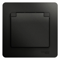 GLOSSA Розетка с заземлением со шторками с крышкой IP20 антрацит в сборе Systeme Electric GSL000746